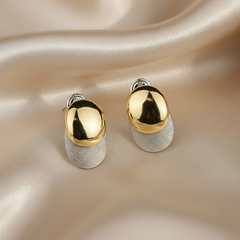 925 Sterling Silver Dual Tone Oval Studs