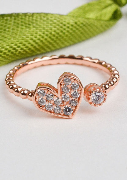 925 Sterling Silver Heartfelt Whispers Ring - Rosegold