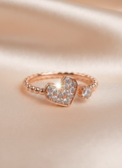 925 Sterling Silver Heartfelt Whispers Ring - Rosegold