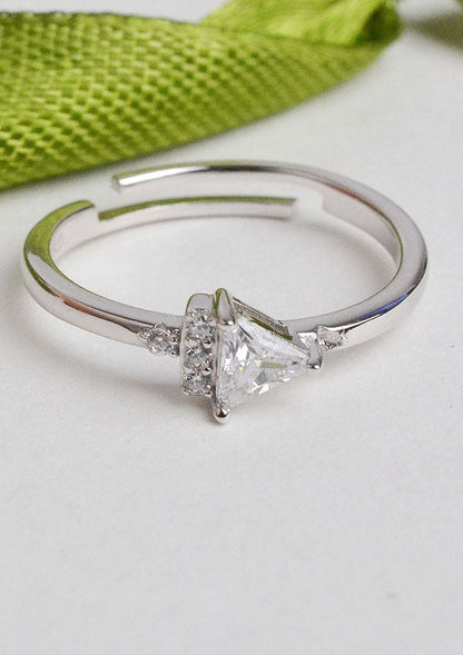 925 Sterling Silver Radiant Triangle Bliss Ring