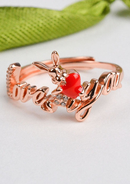 925 Sterling Silver Valentine Ring- Rosegold