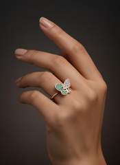 925 Sterling Silver Adjustable Rose Gold Butterfly Beauty Ring