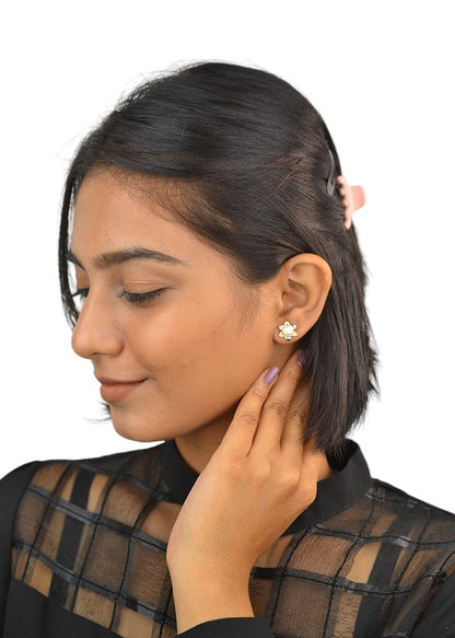 Silver Floral Pearl Studs