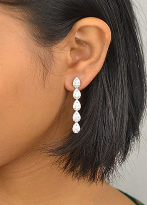 Silver Zircon Drop Dangles