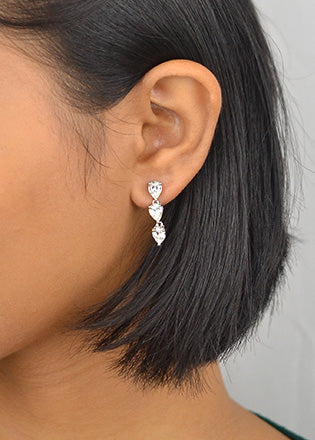 Silver Sleek Zircon Dangles