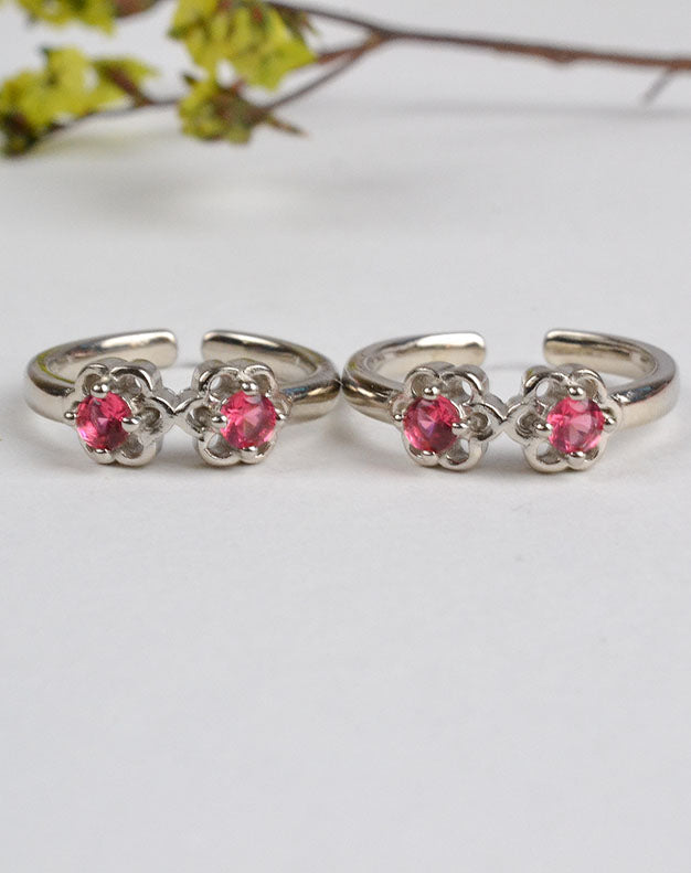 925 Sterling Silver Ruby Radiance Toe Ring