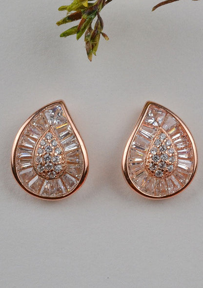 Radiant Raindrop 925 Sterling Silver Studs - Rose Gold