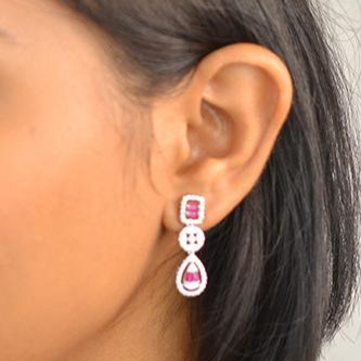 Silver Rani Pink Danglers