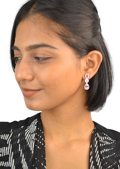 Silver Rani Pink Danglers