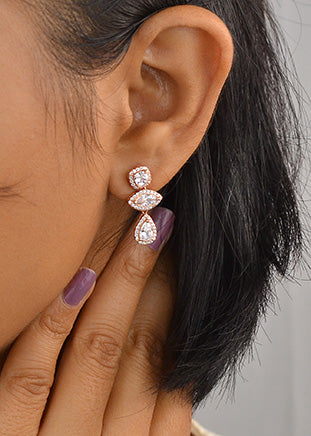 Rosegold Zircon Drop Danglers