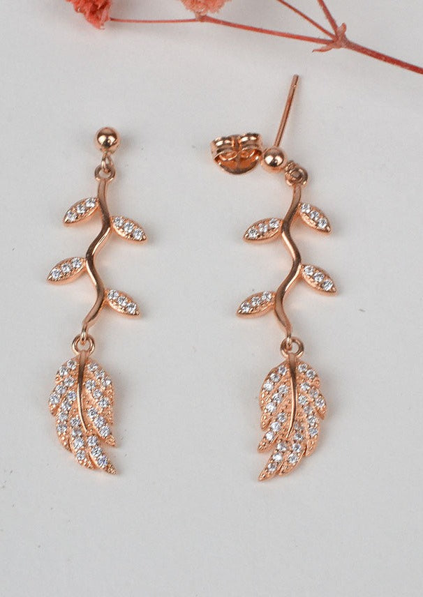 Rose Gold Leaf Dangle Earring