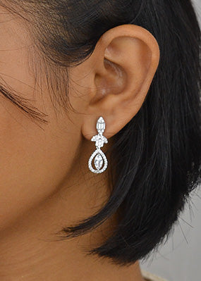 Silver Zircon Elegance Drop Danglers