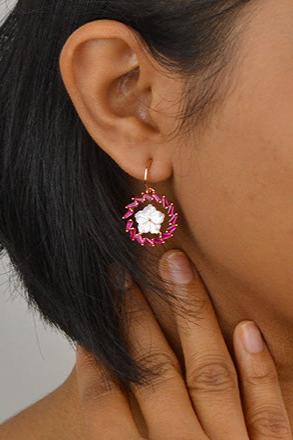 Rosegold Rani Pink Floral Earrings