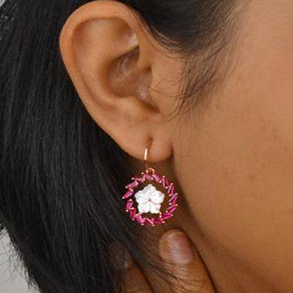 Rosegold Rani Pink Floral Earrings