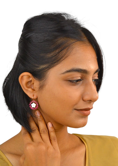 Rosegold Rani Pink Floral Earrings