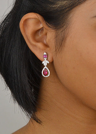 Silver Rani Pink Elegance Dangles