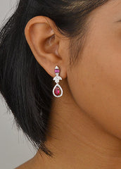 Silver Rani Pink Elegance Dangles