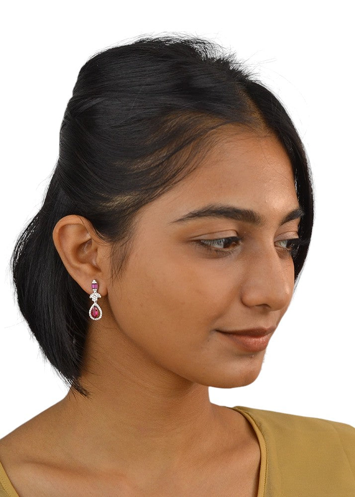 Silver Rani Pink Elegance Dangles