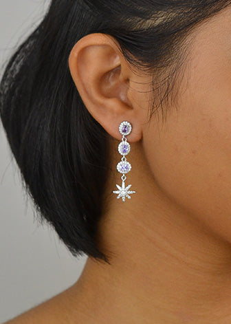 Silver Light Purple Star Danglers