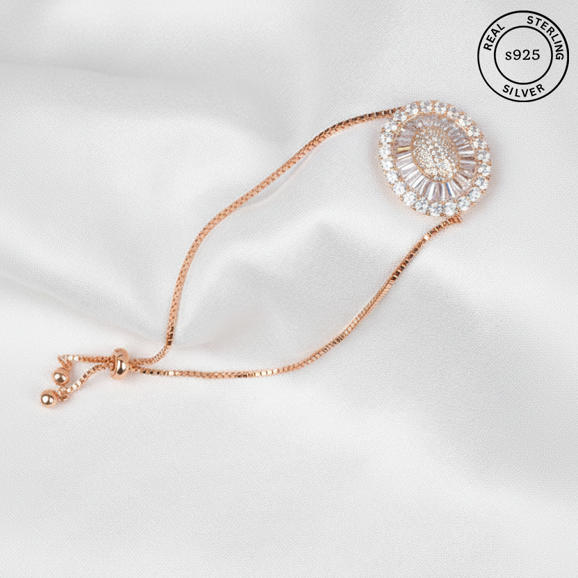 Dazzling Radiant 925 Sterling Silver Bracelet (Rosegold)