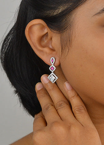 Silver Rani pink Dangles