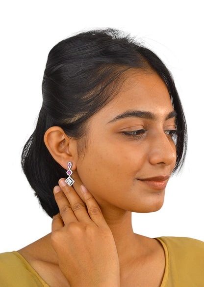 Silver Rani pink Dangles