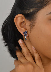 Silver Sapphire Blue Blossom Earrings