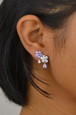 Silver Purple Blossom Earrings