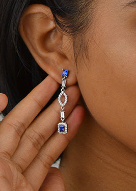 Silver Sapphire Blue Dangles