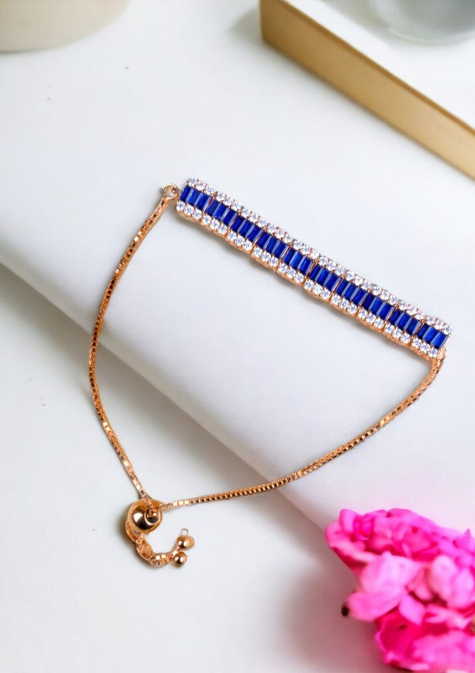 925 Sterling Silver RoseGold Blue Turcoise Bracelet