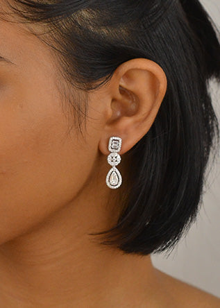 Silver Zircon Drop Dangles