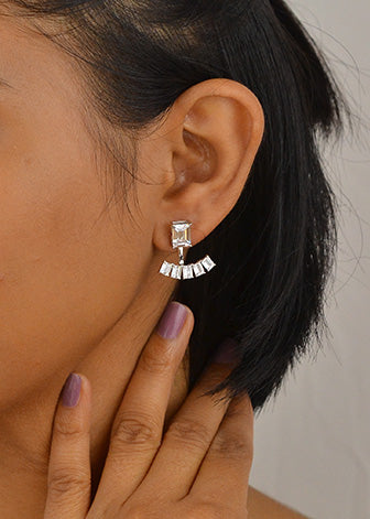 Silver Radiant Duo Zircon Studs