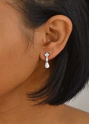 Silver Zircon Drop Dangles