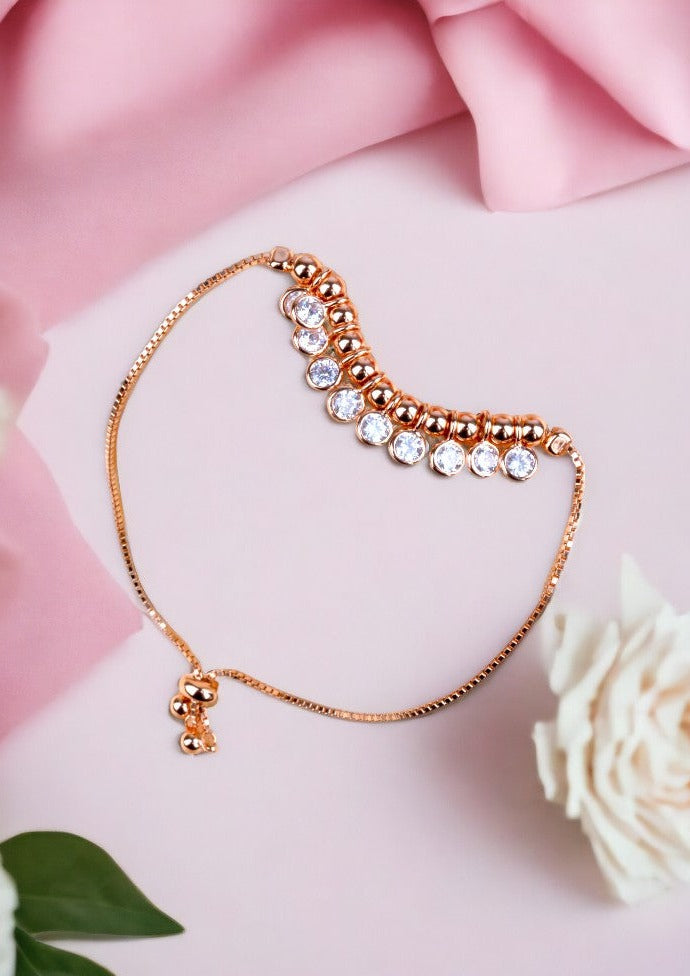 925 Sterling Silver Rosegold Charm Bracelet