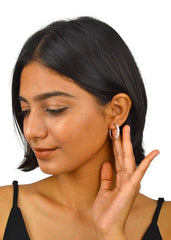 925 Sterling Silver Radiant CZ Hoop Earrings