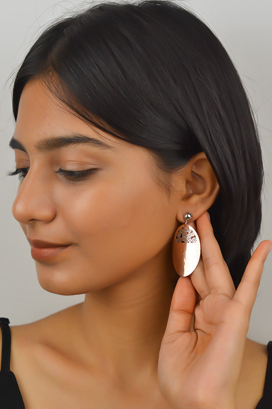 Rose Gold 925 Sterling Silver Oval Dangles