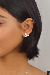 Silver Floral MOP Bud Pendant Set