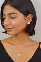 Silver Floral MOP Bud Pendant Set