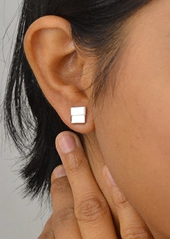 Silver Mother Of Pearl Square Studs