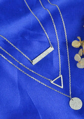 925 Sterling Triple layered TriGeo Necklace