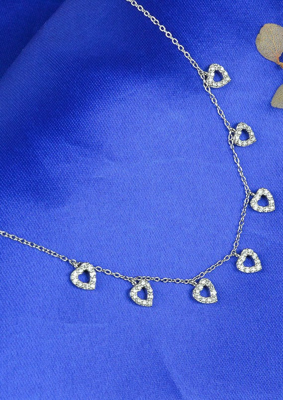 925 Sterling Silver Seven Hearts Necklace