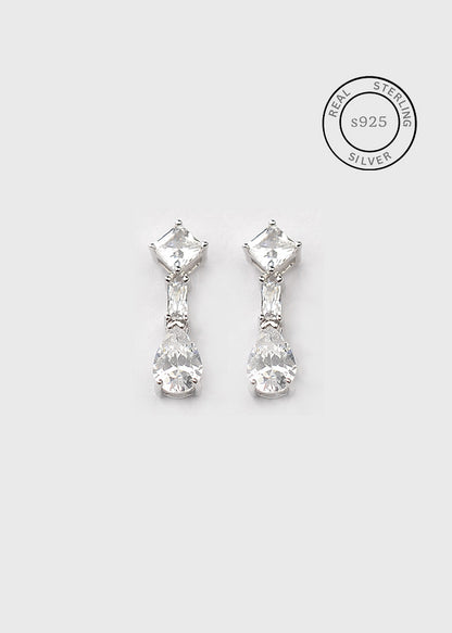 Silver Zircon Drop Dangles