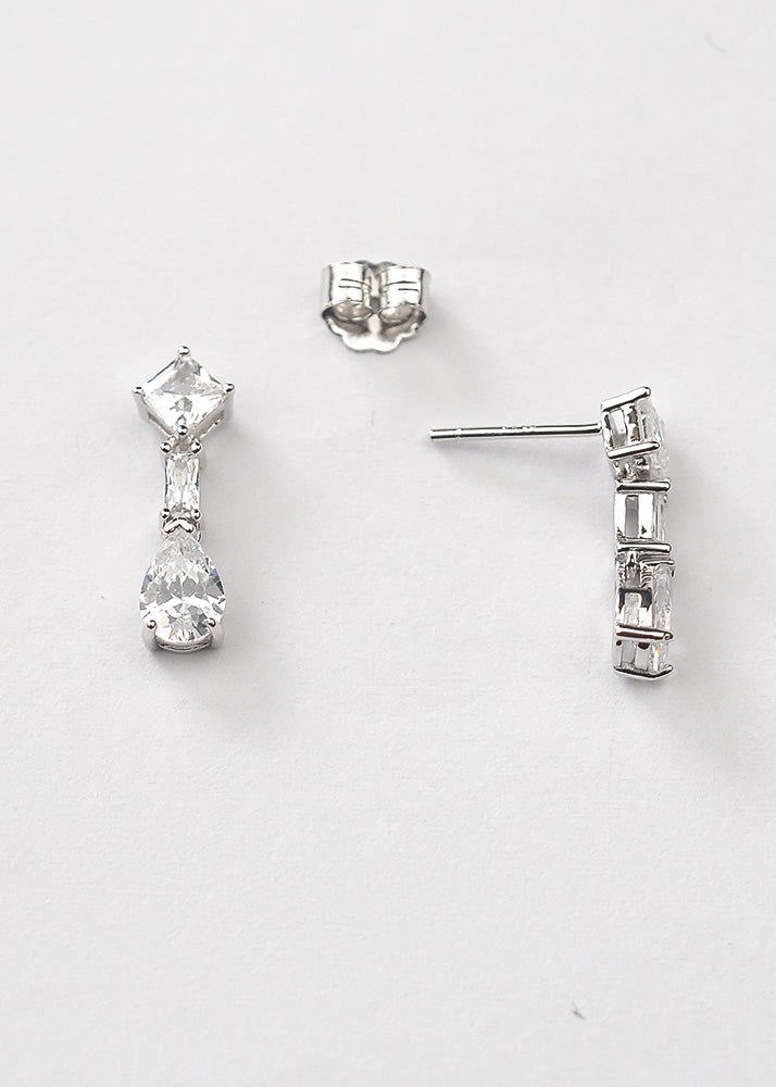 Silver Zircon Drop Dangles