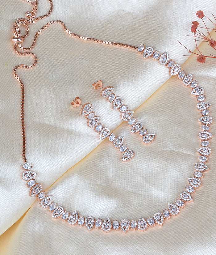 925 Sterling Rose Gold Celestial Necklace Set