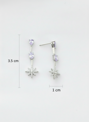 Silver Light Purple Star Danglers