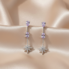 Silver Light Purple Star Danglers