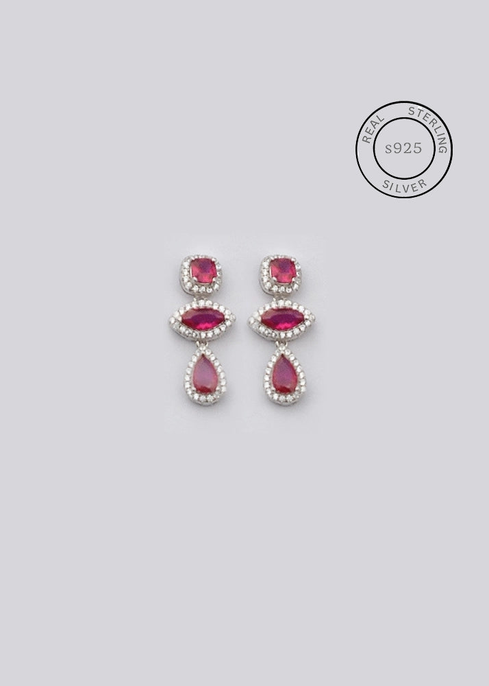 Silver Rani Pink Drop Danglers