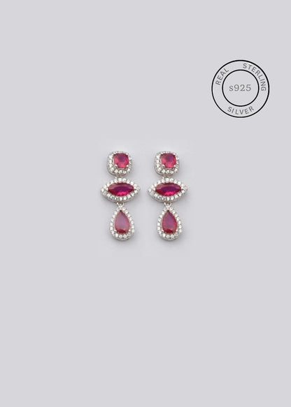 Silver Rani Pink Drop Danglers