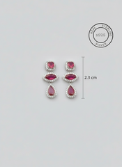 Pair of earrings with pink gemstones , featuring '925 Sterling Silver' text.