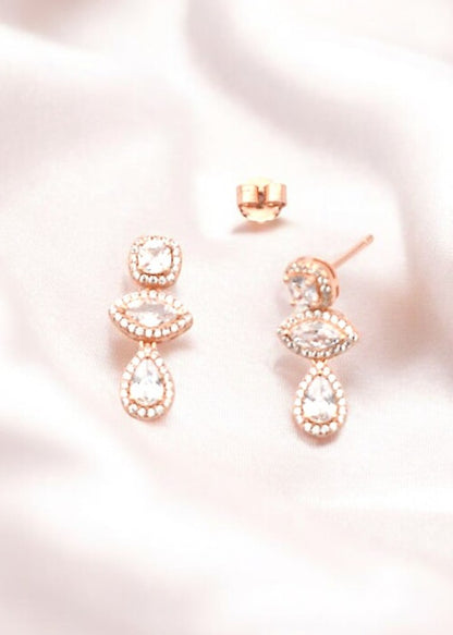 Rosegold Zircon Drop Danglers